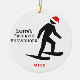 Personalised Cute Santa's Favourite Snowshoer Ceramic Tree Decoration