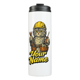 Personalised Cute Scottish Fold Cat Electrician Thermal Tumbler