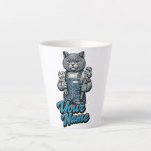 Personalised Cute Scottish Fold Cat Plumber