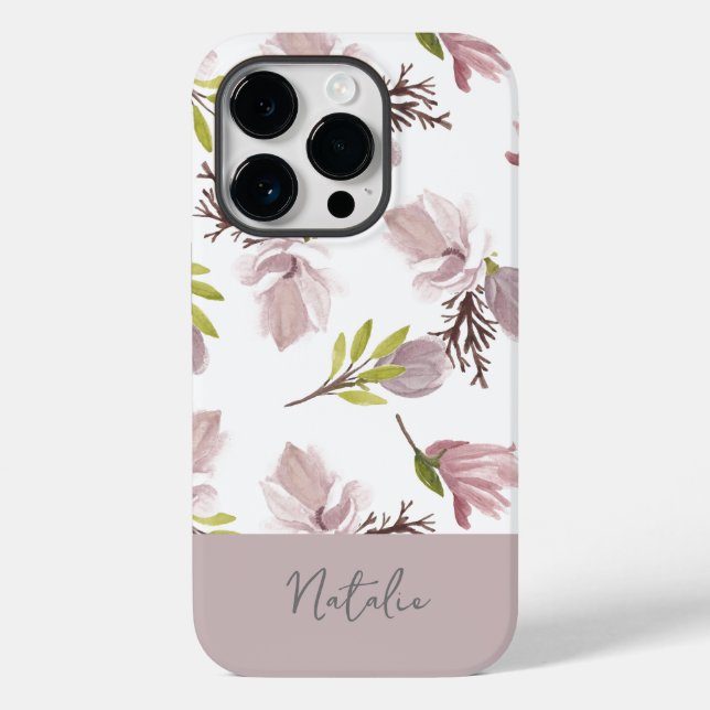 Personalised cute script pastel floral pattern Case-Mate iPhone case (Back)