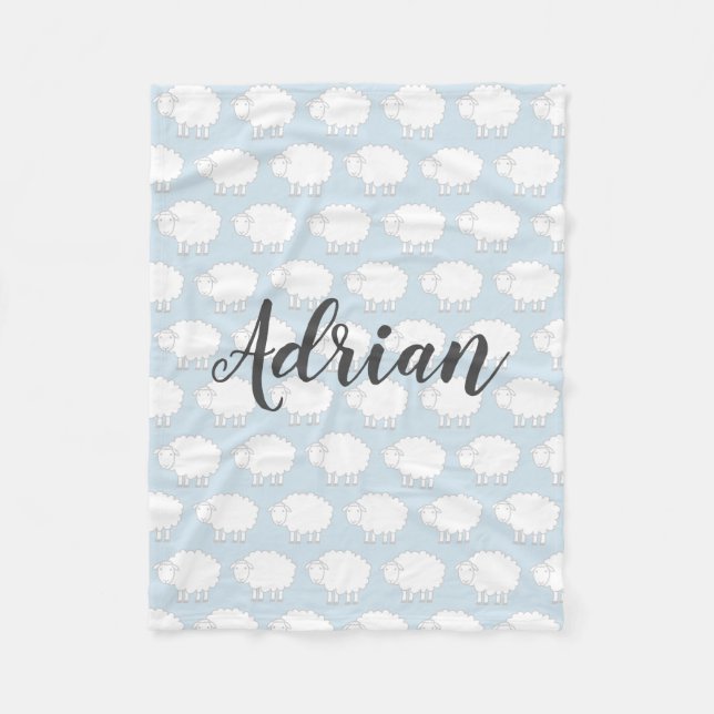 Personalised cute sheep fleece blanket for kids (Front)