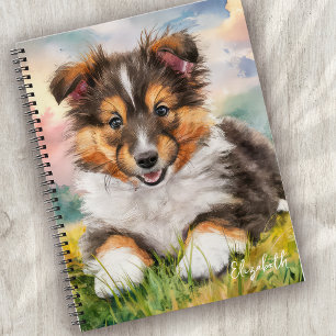 Personalised Cute Sheltie Puppy Dog Notebook