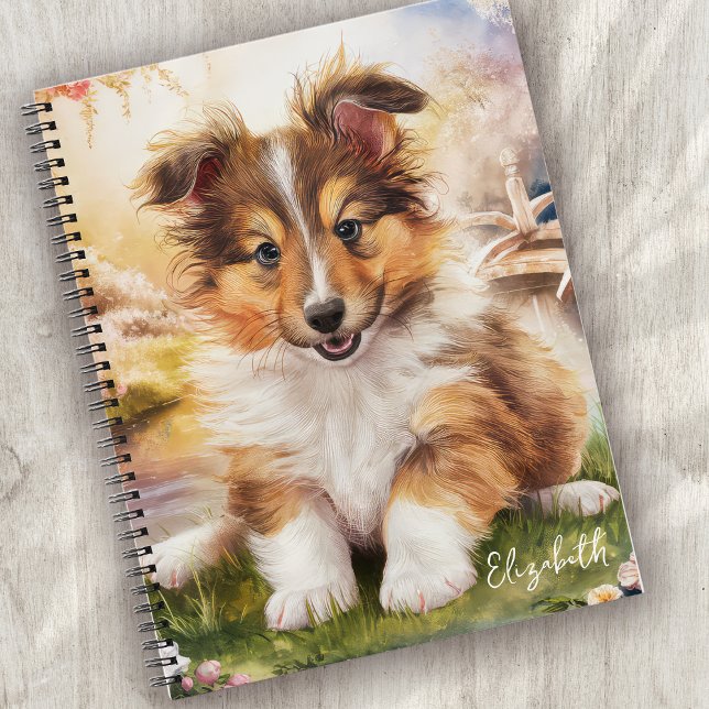 Personalised Cute Sheltie Puppy Dog Notebook (Creator Uploaded)