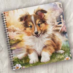 Personalised Cute Sheltie Puppy Dog Notebook
