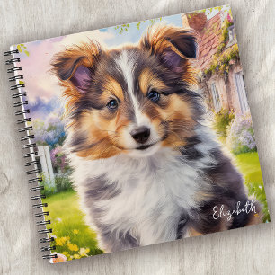 Personalised Cute Sheltie Puppy Dog Notebook