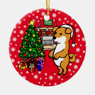 Personalised cute Shiba Inu Puppy Christmas Ceramic Tree Decoration