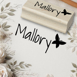 Personalised Cute Simple Butterfly Custom Name  Rubber Stamp