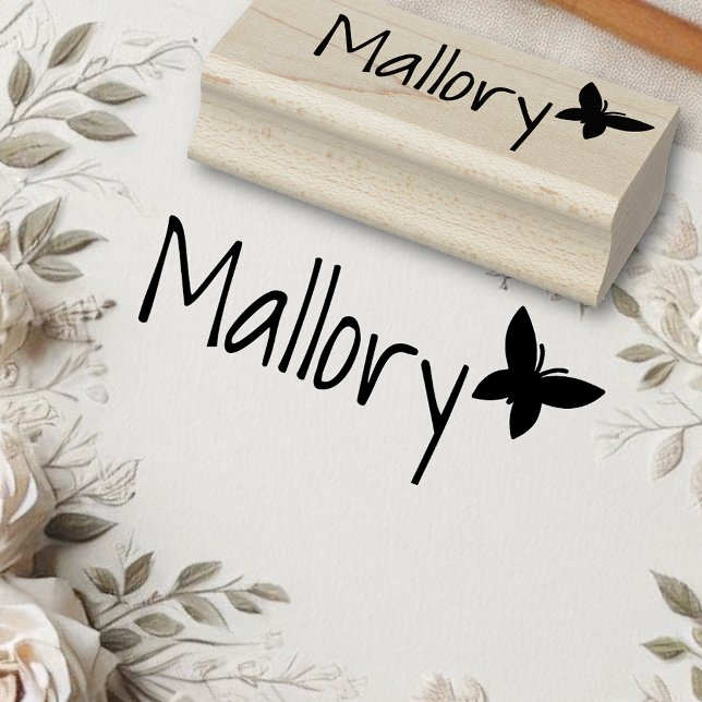 Personalised Cute Simple Butterfly Custom Name  Rubber Stamp (Creator Uploaded)