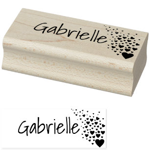 Personalised Cute Simple Love Hearts Name Custom Rubber Stamp