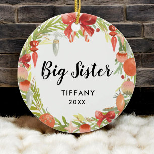 Personalised Cute Sister Gift Big Sister Photo Ceramic Tree Decoration