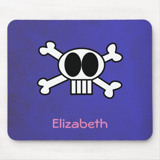 Personalised Cute Skull and Crossbones Mouse Mat (Front)