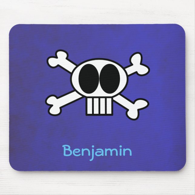 Personalised Cute Skull and Crossbones Mouse Mat (Front)
