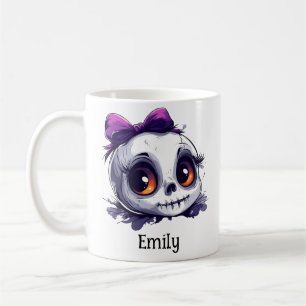 Personalised Cute Skull with Bow Halloween Coffee Mug