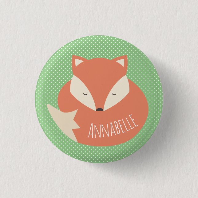 Personalised Cute Sleeping Fox 3 Cm Round Badge (Front)