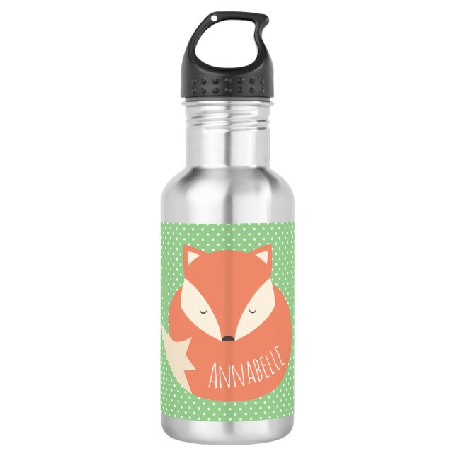 Personalised Cute Sleeping Fox 532 Ml Water Bottle (Front)