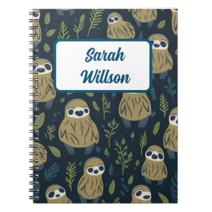 Personalised Cute Sloth Animal Name Notebook