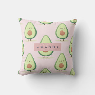 Personalised Cute Smiling Avocado Pattern Cushion