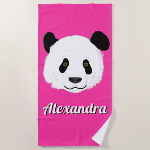 Personalised Cute Smiling Panda Bear Face Beach Towel