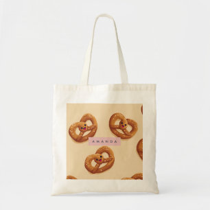 Personalised Cute Smiling Pretzel Pattern Tote Bag