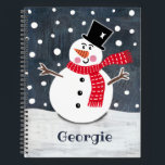 Personalised Cute Snowman Christmas Notebook<br><div class="desc">This Snowman Christmas snow scene is printed from a collage designed by Helen McCartney Designs.</div>