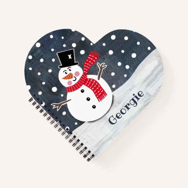 Personalised Cute Snowman Christmas Notebook (Front)