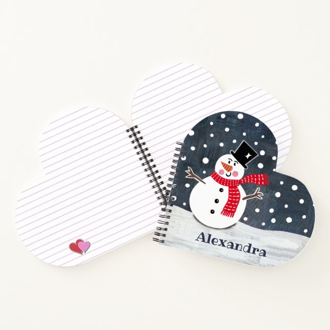 Personalised Cute Snowman Christmas  Notebook (Inside)