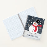 Personalised Cute Snowman Christmas  Notebook<br><div class="desc">This Snowman Christmas snow scene is printed from a collage designed by Helen McCartney Designs.</div>