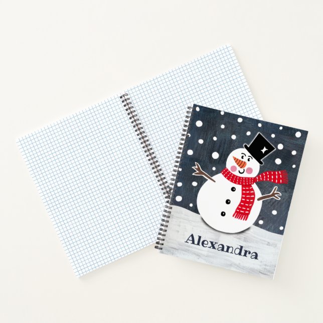 Personalised Cute Snowman Christmas  Notebook (Inside)