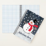 Personalised Cute Snowman Christmas  Notebook<br><div class="desc">This Snowman Christmas snow scene is printed from a collage designed by Helen McCartney Designs.</div>