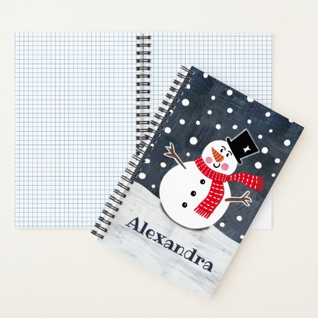 Personalised Cute Snowman Christmas  Notebook (Inside)