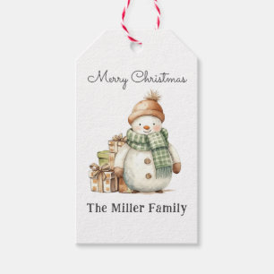 Personalised Cute Snowman & Christmas Presents  Gift Tags