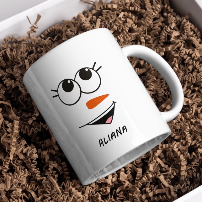 Personalised Cute Snowman Face Christmas Coffee Mug (Creator Uploaded)