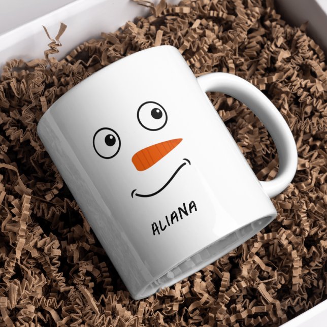 Personalised Cute Snowman Face Christmas Coffee Mug (Creator Uploaded)