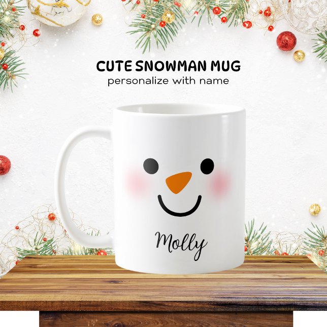 Personalised Cute Snowman Face Coffee Mug (Creator Uploaded)