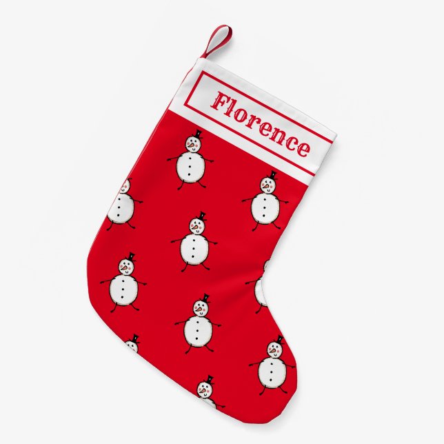 Personalised Cute Snowman Stocking (Front (Hanging))