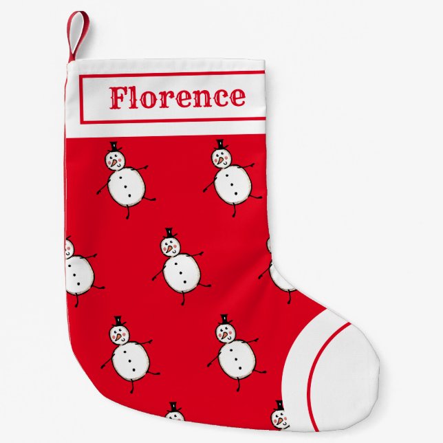 Personalised Cute Snowman Stocking (Front)