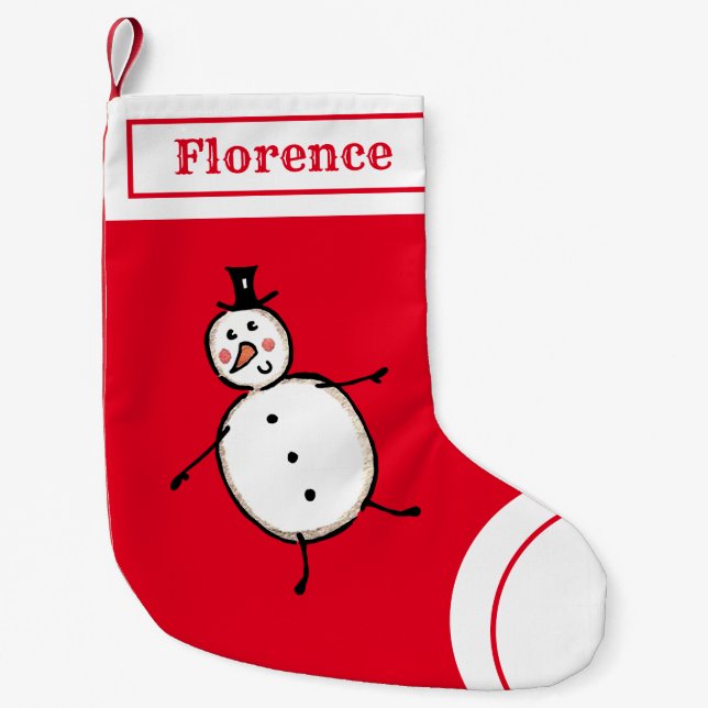 Personalised Cute Snowman Stocking (Front)