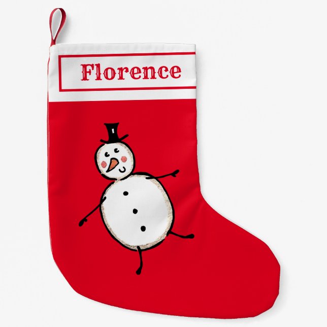 Personalised Cute Snowman Stocking (Front)