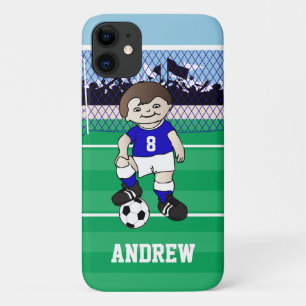 Personalised cute soccer boy iPhone 11 case