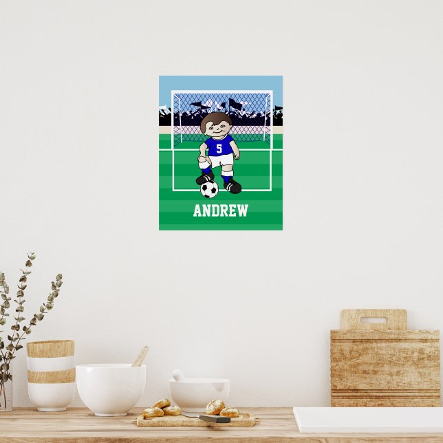 Personalised cute soccer boy poster (Kitchen)