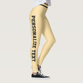 Personalised Cute Soft Butter Yellow Black Stripe Leggings