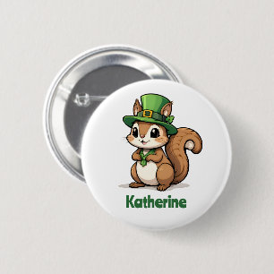 Personalised Cute St. Patrick's Day Squirrel 6 Cm Round Badge