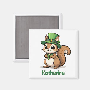 Personalised Cute St. Patrick's Day Squirrel Magnet