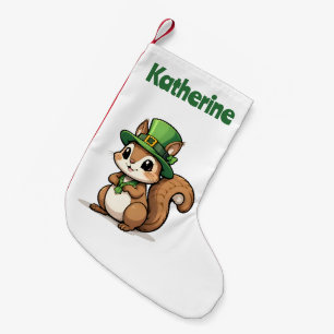 Personalised Cute St. Patrick's Day Squirrel Small Christmas Stocking