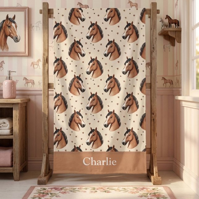 Personalised Cute Stars Horse Bath Towel (Creator Uploaded)