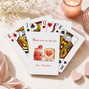 Personalised Cute Strawberry Jam Mothers Day Gift Playing Cards
