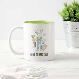 Personalised Cute Stuffed Animal Bunny Two-Tone Coffee Mug