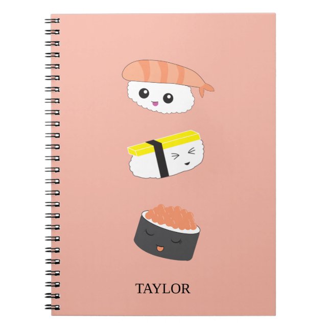 Personalised Cute sushi illustration Notebook (Front)
