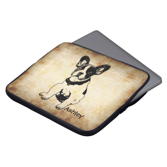 Personalised Cute Sweet French Bulldog Puppy Laptop Sleeve (Front Top)