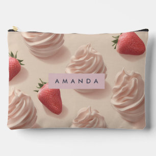 Personalised Cute Sweet Strawberry Cream Pastel Accessory Pouch
